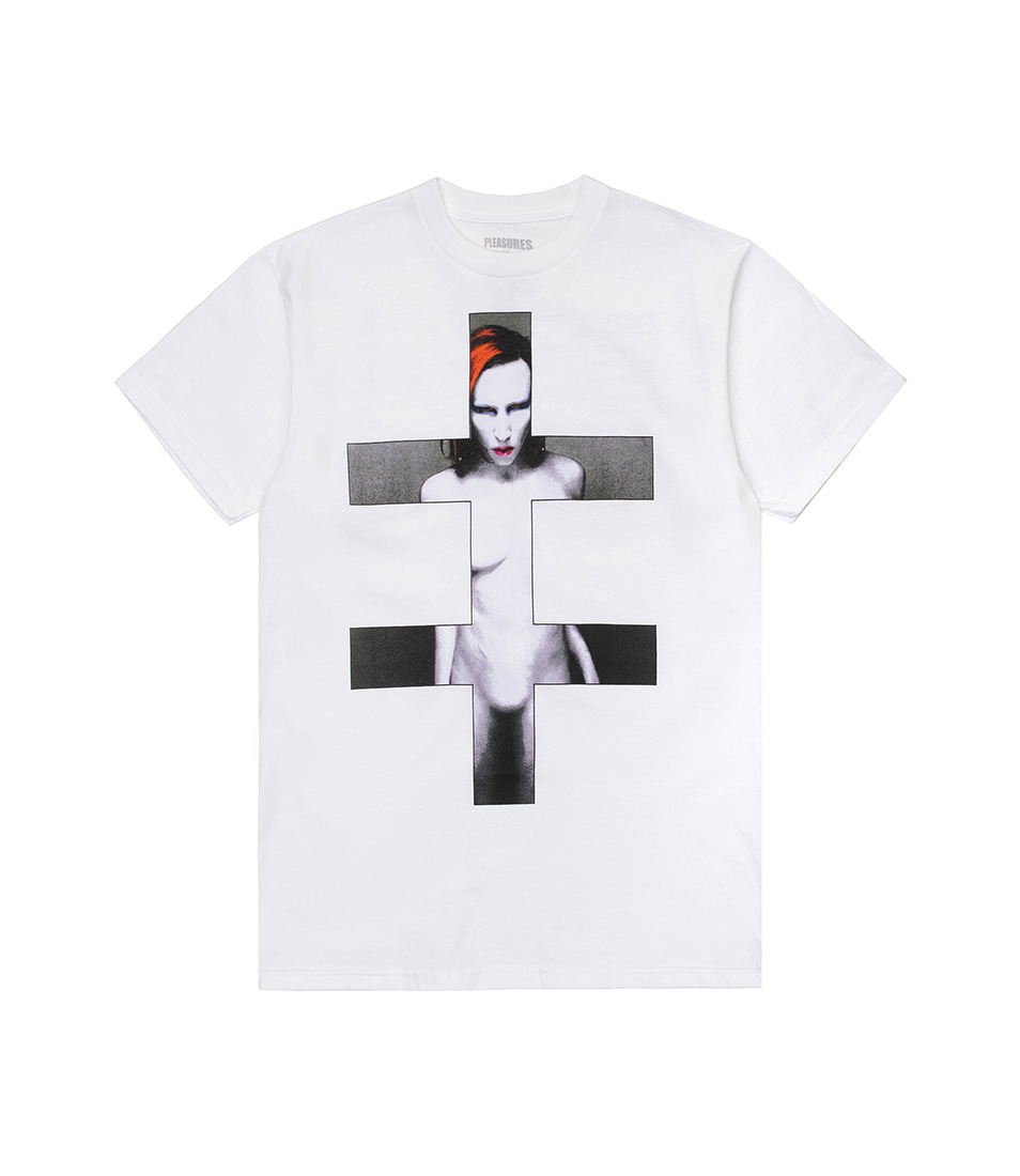 Shop Pleasures x Marilyn Manson Smells T-Shirt White at itk online