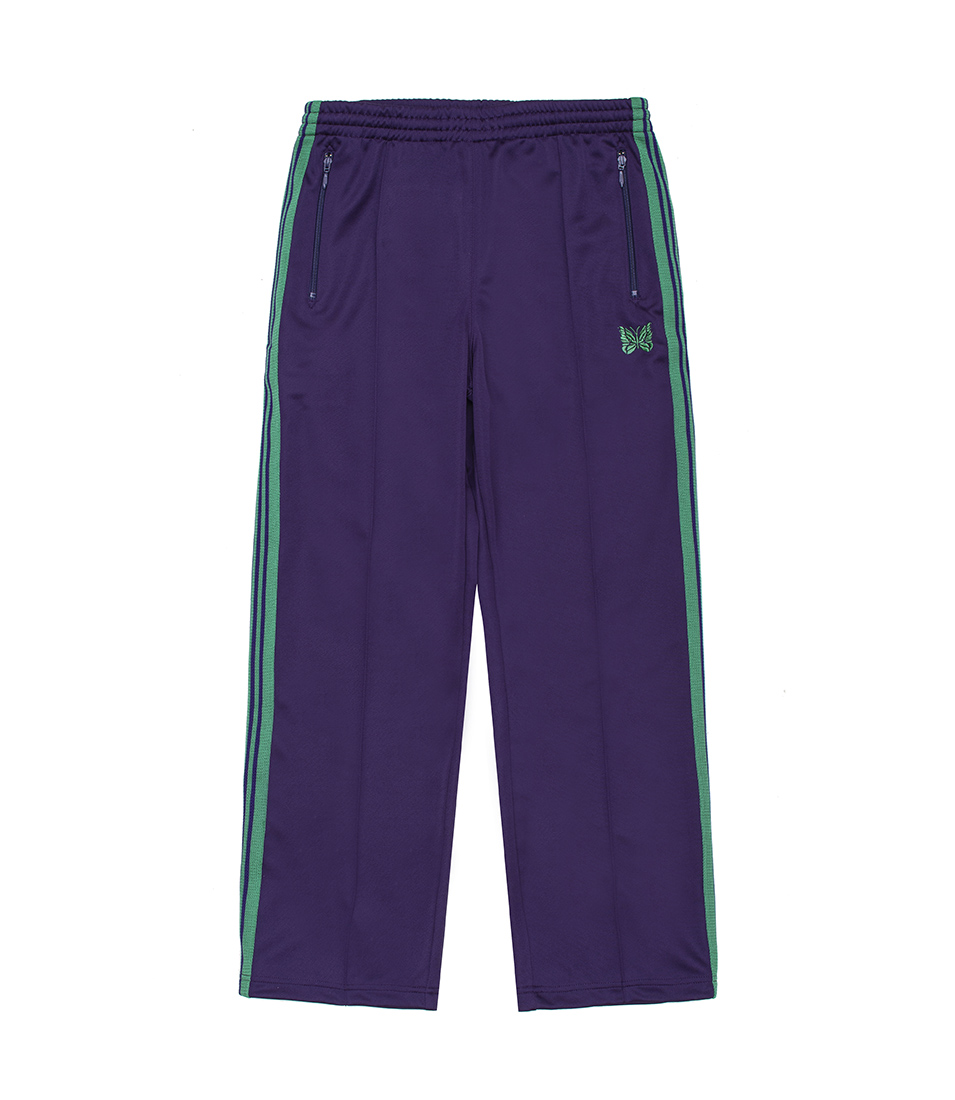 Shop Needles Track Pant Poly Smooth Eggplant/Green at itk online store