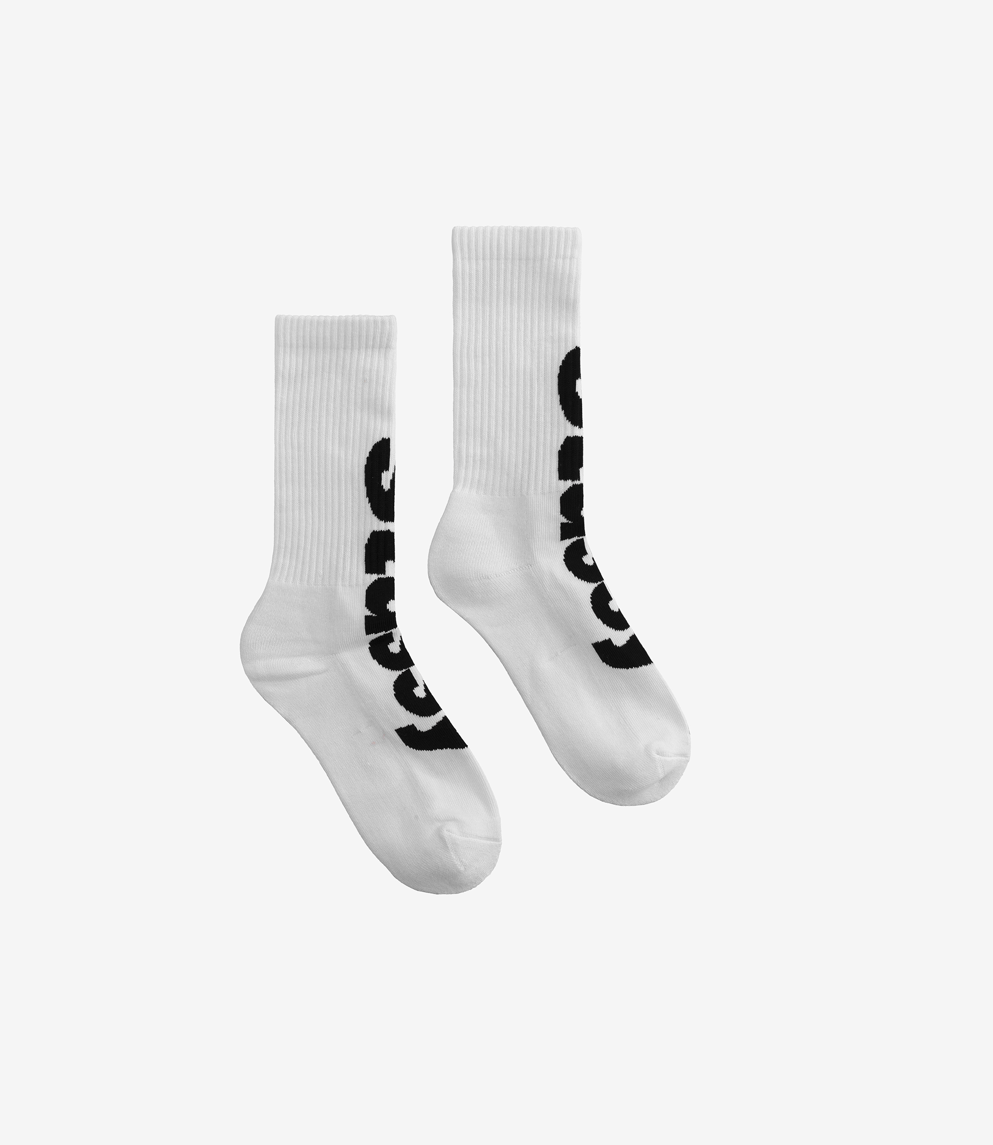 Shop Stussy Big Helvetica Crew Socks White/Black at itk