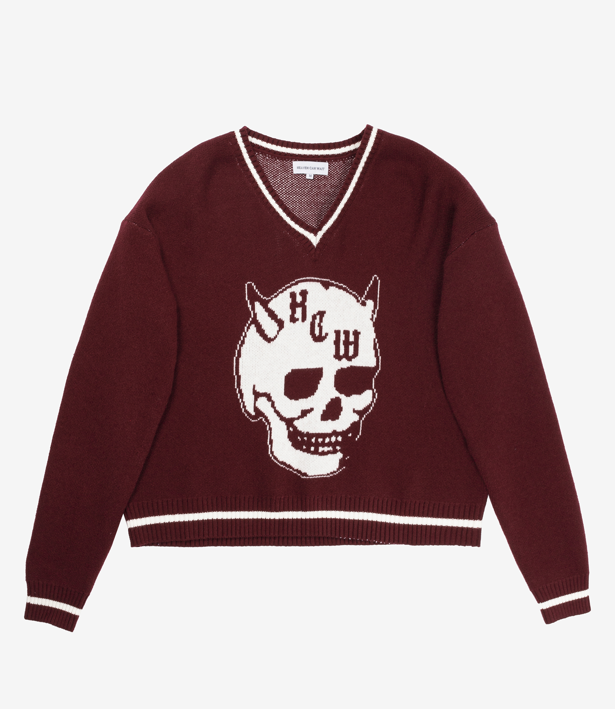 Shop Heaven Can Wait Devil Knit Burgundy at itk online store