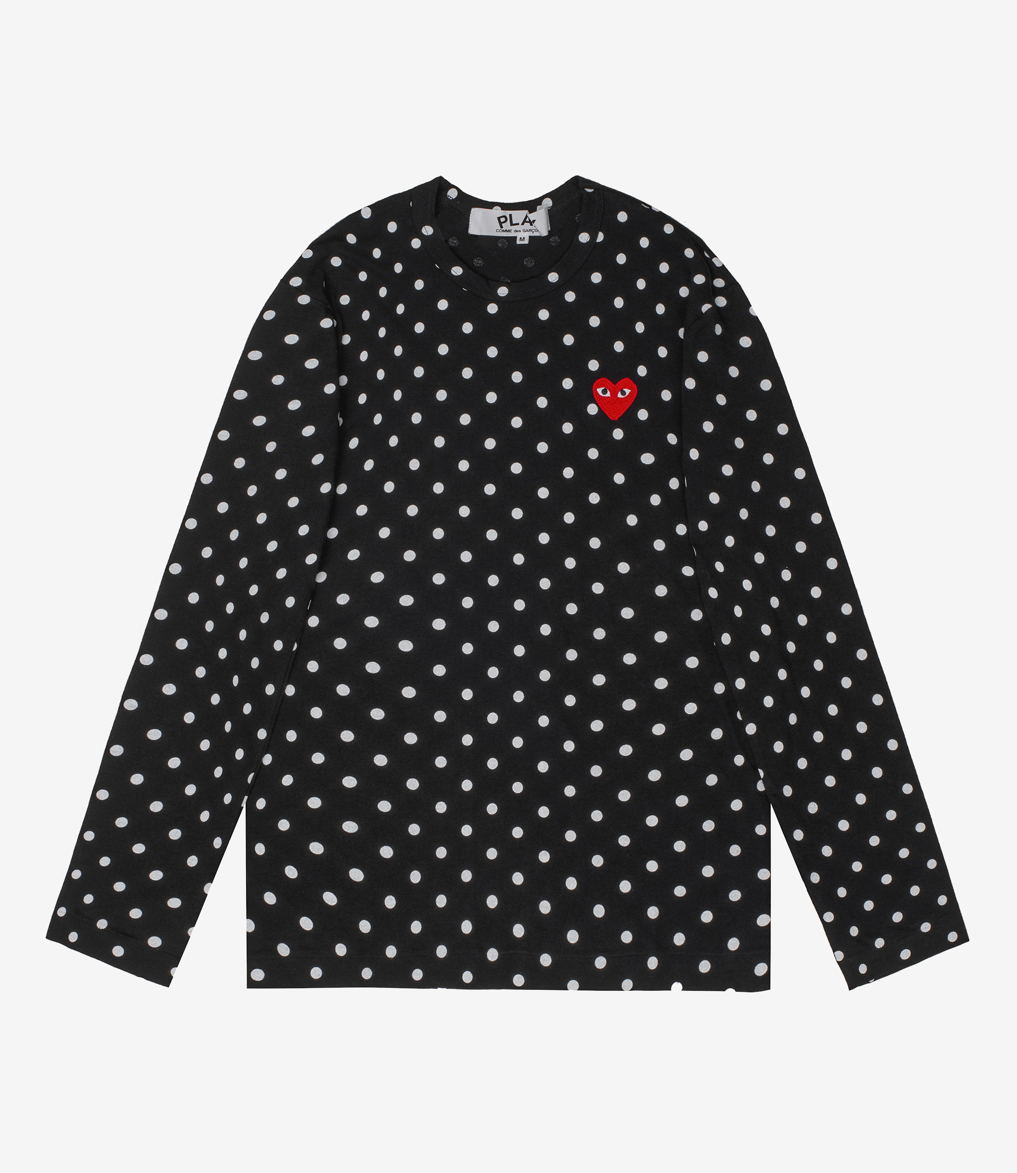 Shop Comme des Garçons Play Long Sleeve Polka Dot Tee Black at itk