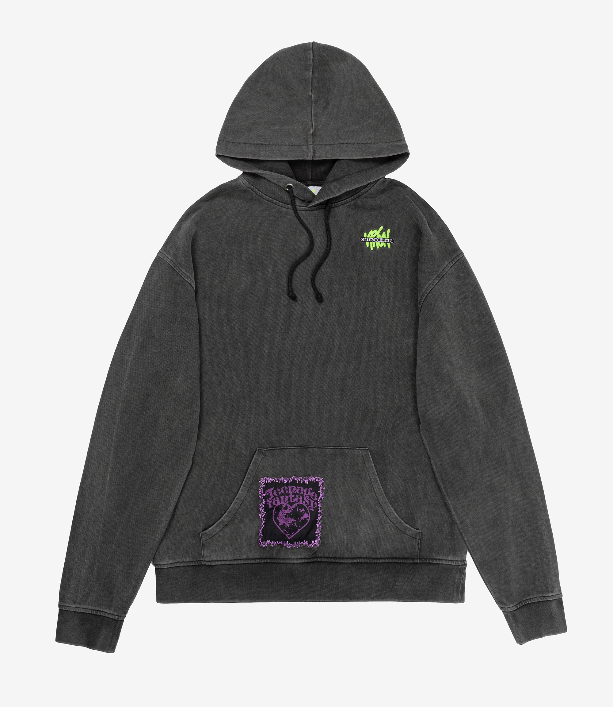 Shop Carne Bollente Vironde Hoodie Washed Black at itk online store