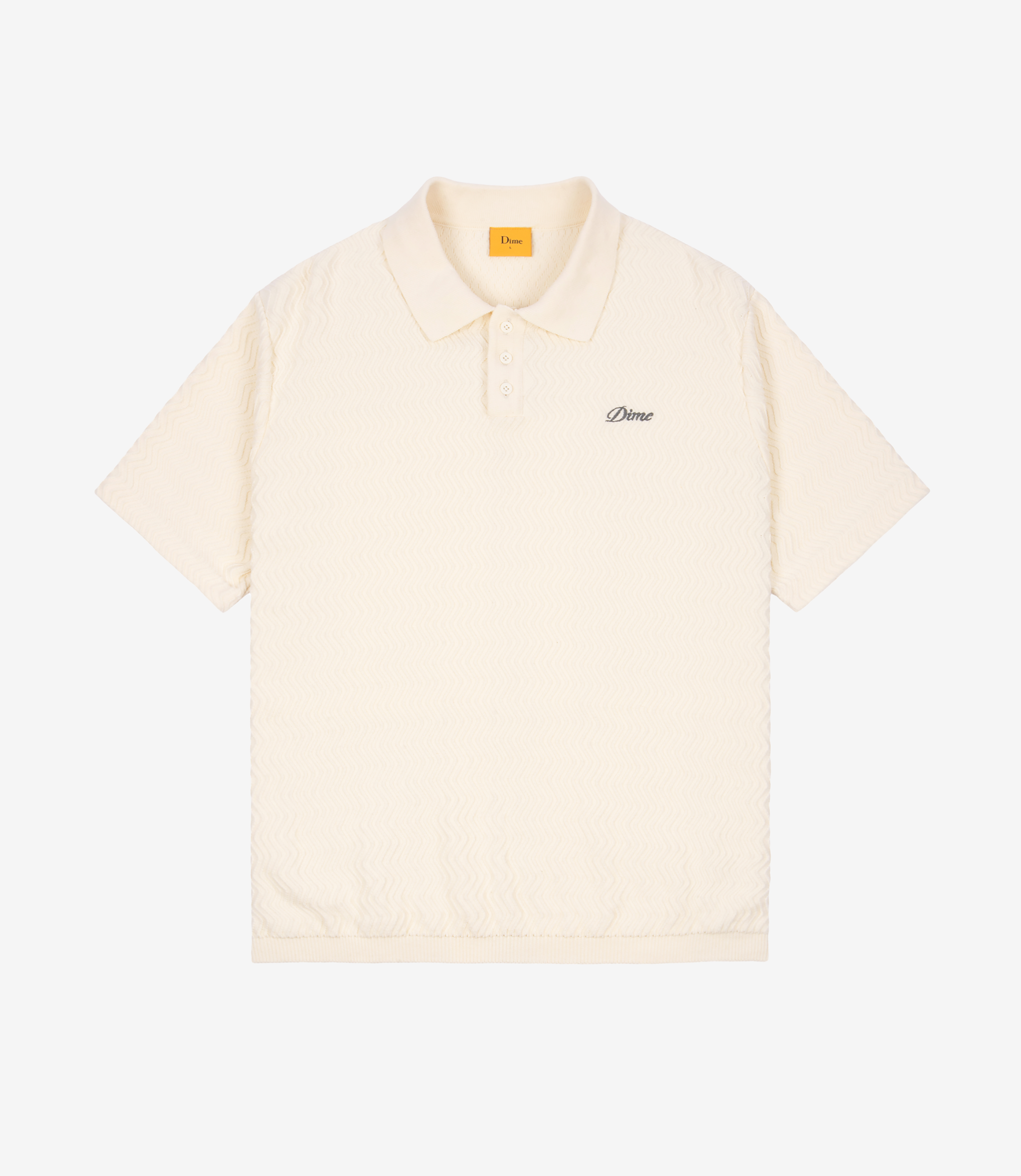 Shop Dime Wave Cable Knit Polo Cream at itk online store