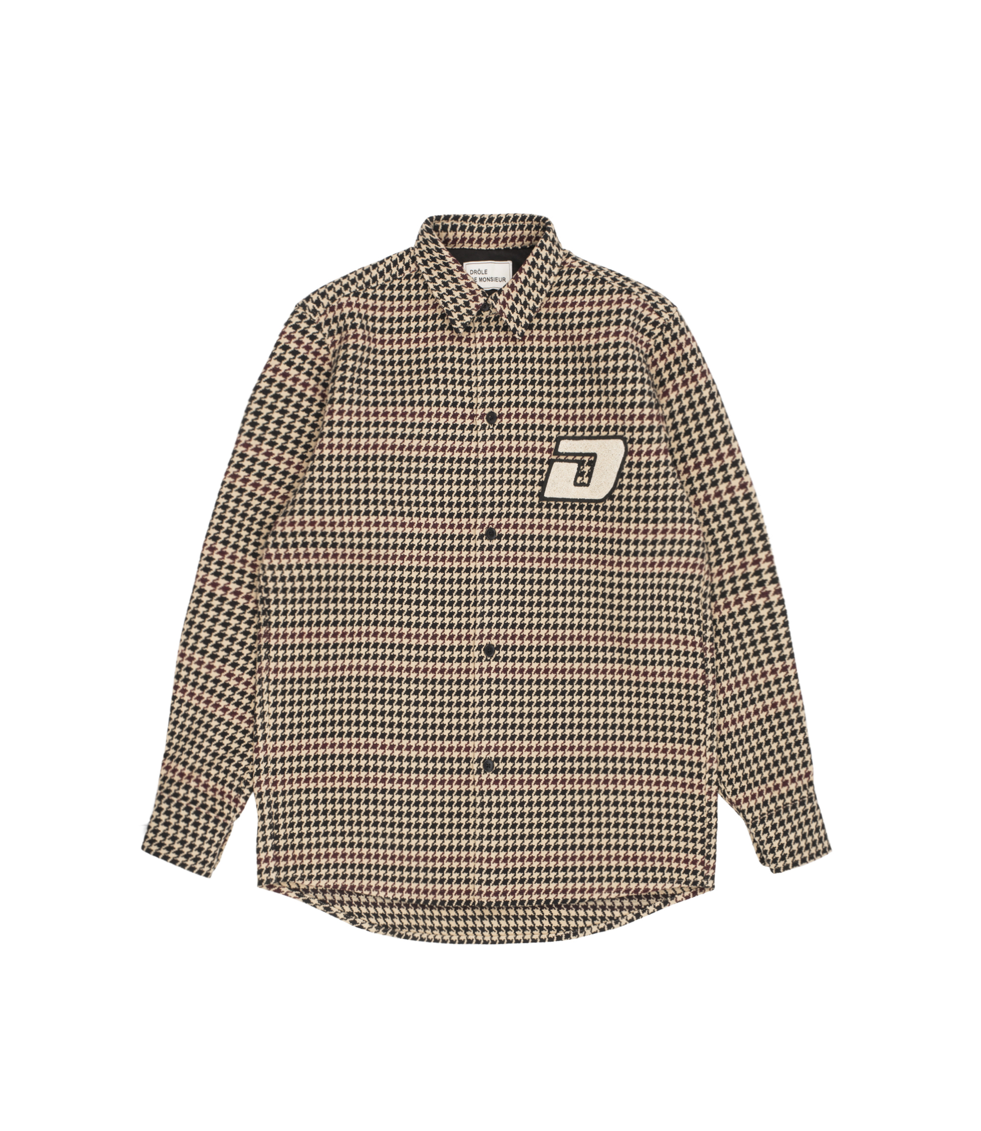 Shop Drôle de Monsieur Houndstooth Patched Overshirt at itk online