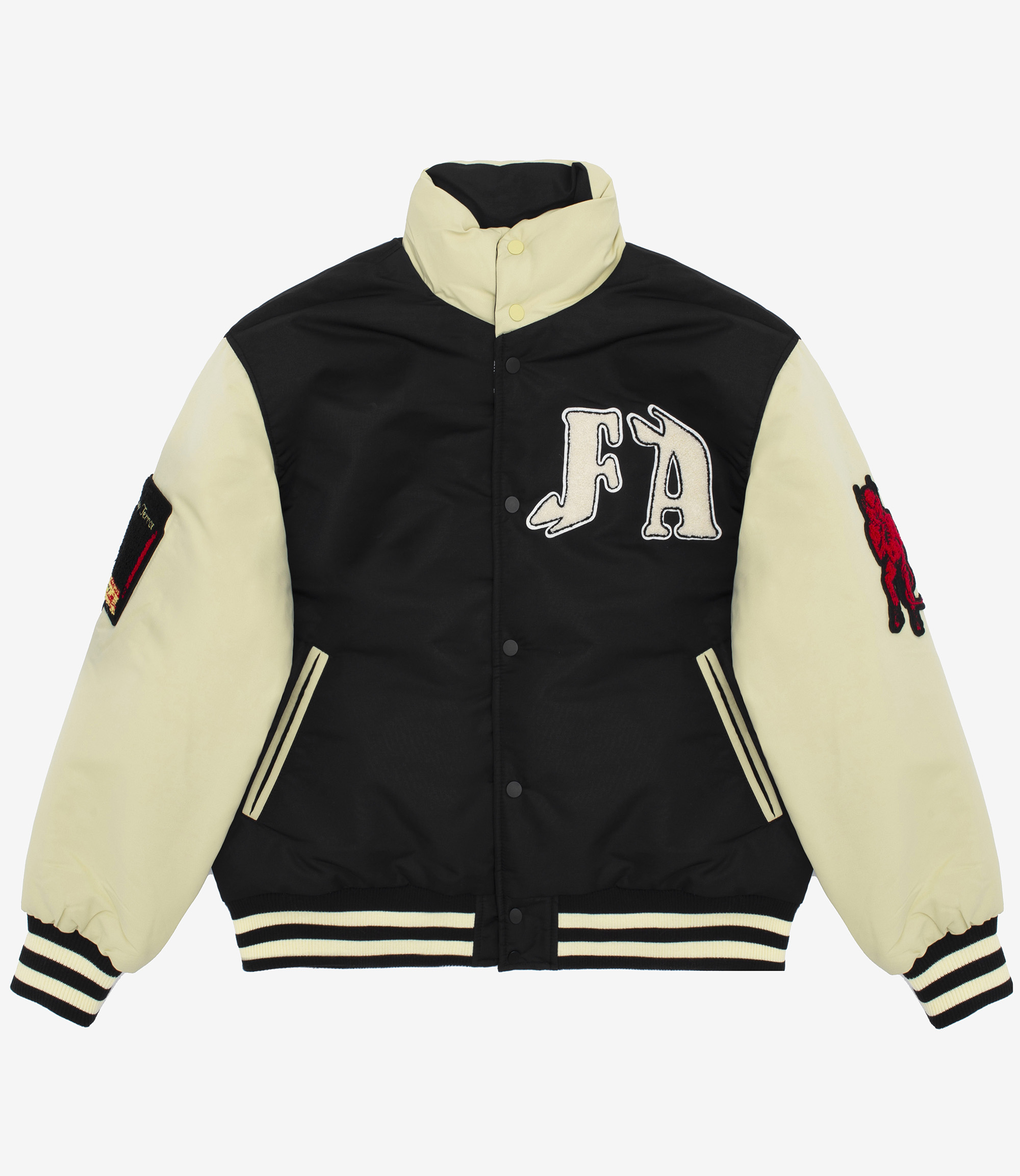 Shop Fucking Awesome Reversible Varsity Puffer Black/Cream at itk