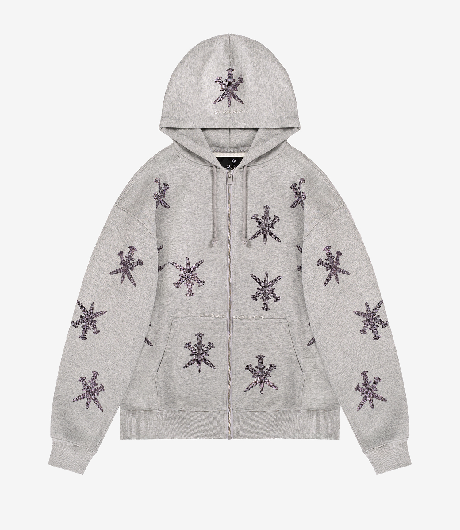 Shop Unknown London Rhinestone Hoodie Grey/Purple at itk