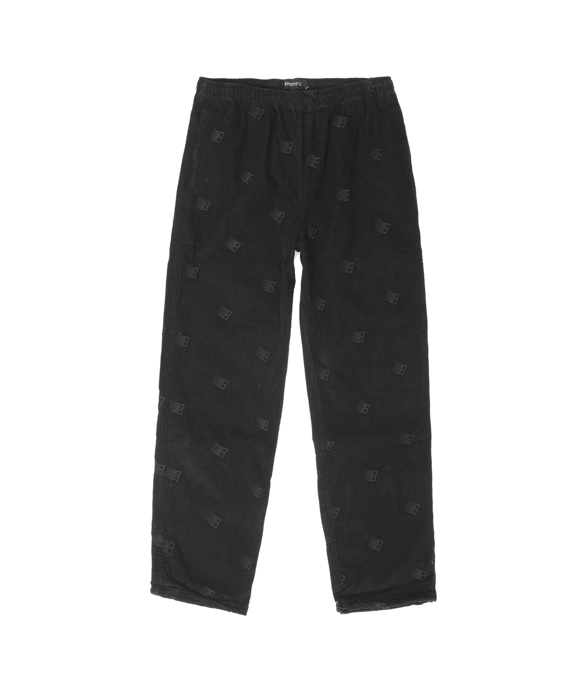 Shop Bronze 56K All Over Logo Embroidered Cord Pant Black at itk