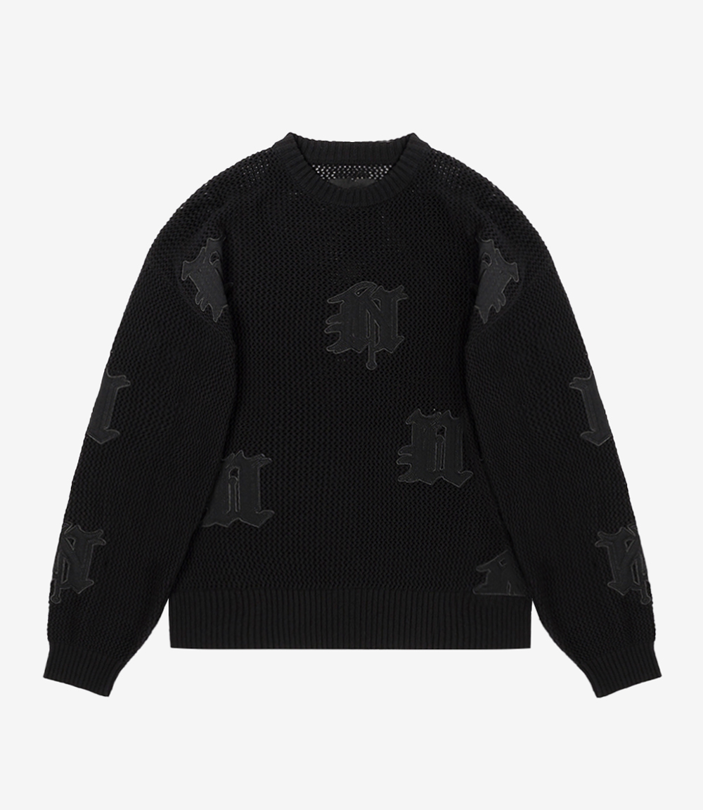 トップス Unknown London U&N Fabric Patch Knit L a991967617bfccb76b5b7526487d36