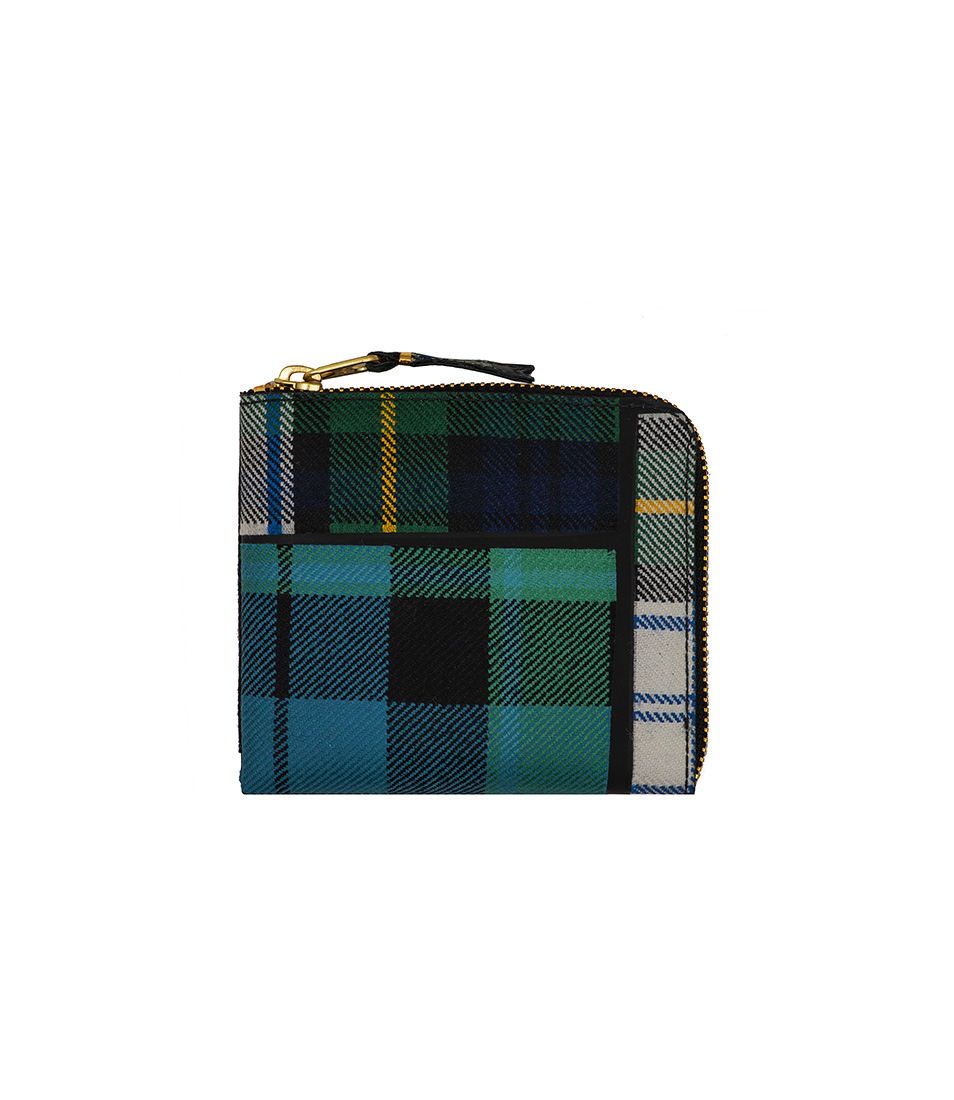 Shop Comme des Garçons Wallets SA3100TP Tartan Patchwork Green at