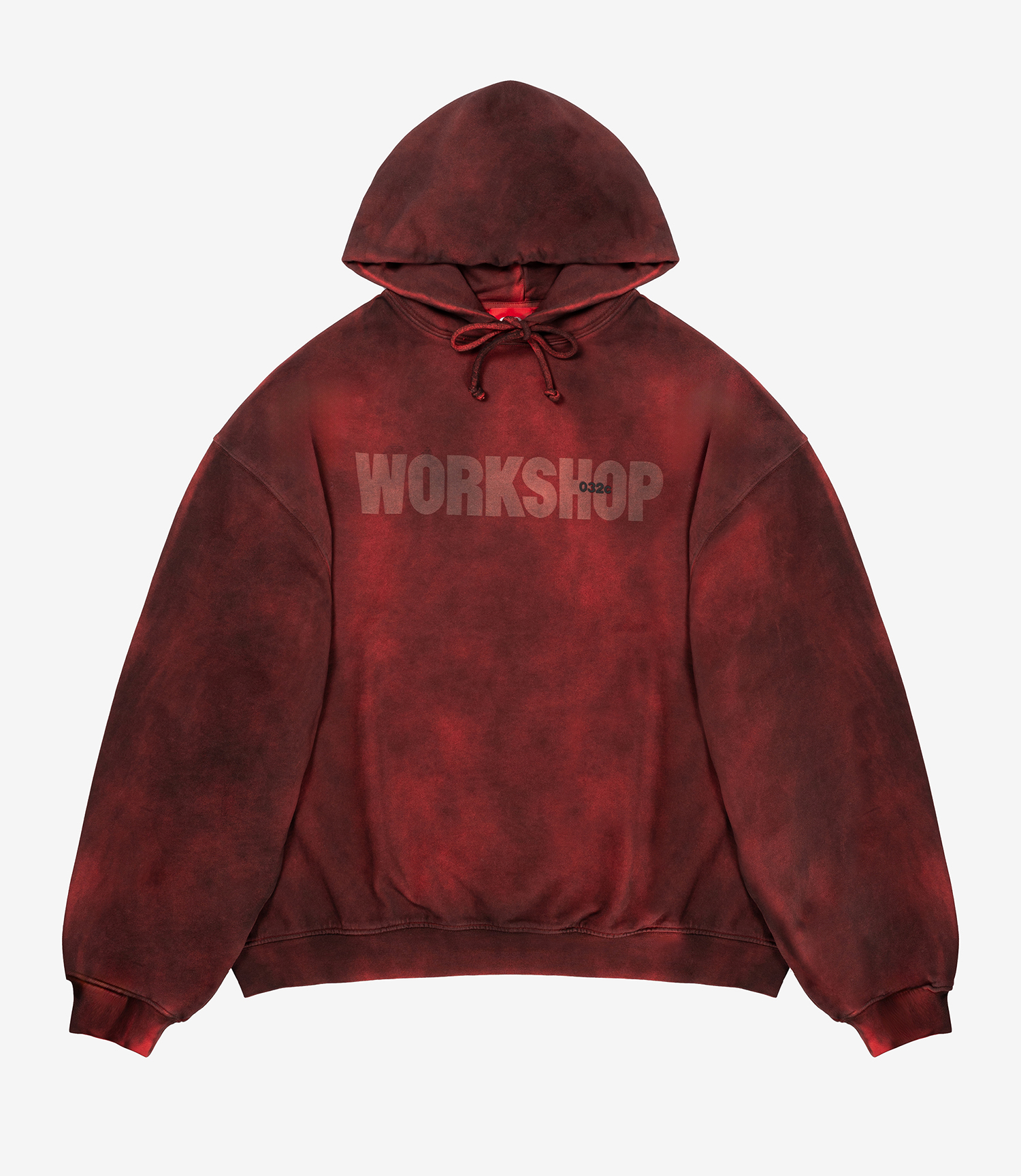 032c【ヴィンテージ感☆ICARUS WITH NO SUN BUBBLE HOODIE 】 Shop 032c Icarus With No Sun Bubble Hoodie Stained Red at