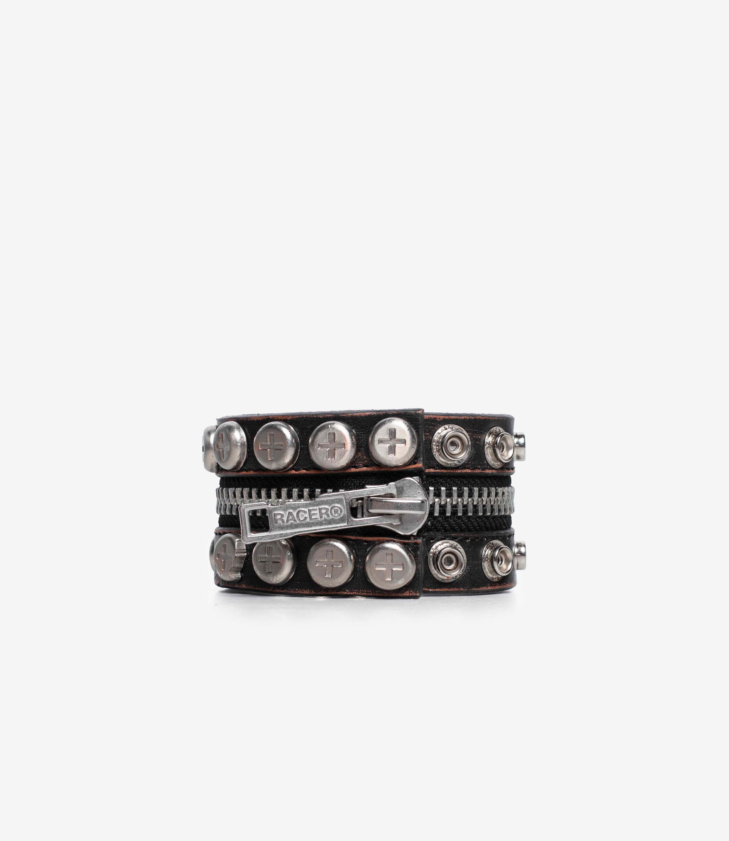 Shop Racer Worldwide Split Button Bracelet Black at itk online store