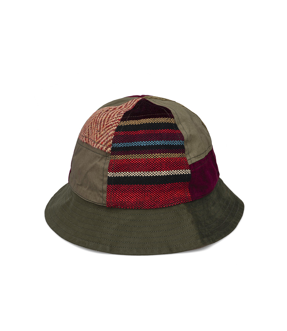 Shop Maharishi B Hat Hill Tribe Cotton Patchwork Olive/Red at itk ...