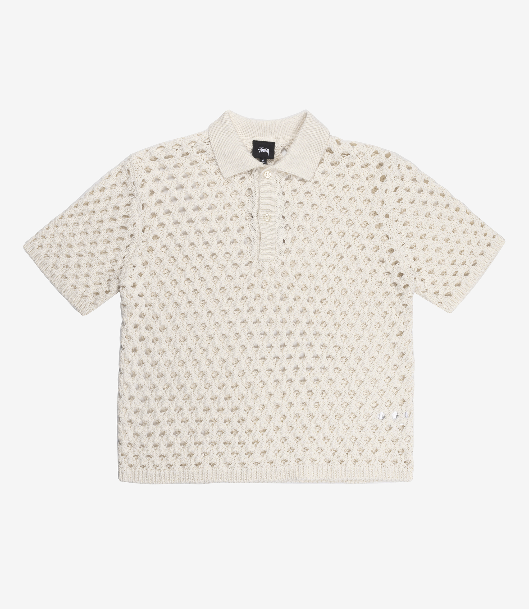 Shop Stussy Big Mesh Polo Sweater Ivory at itk online store