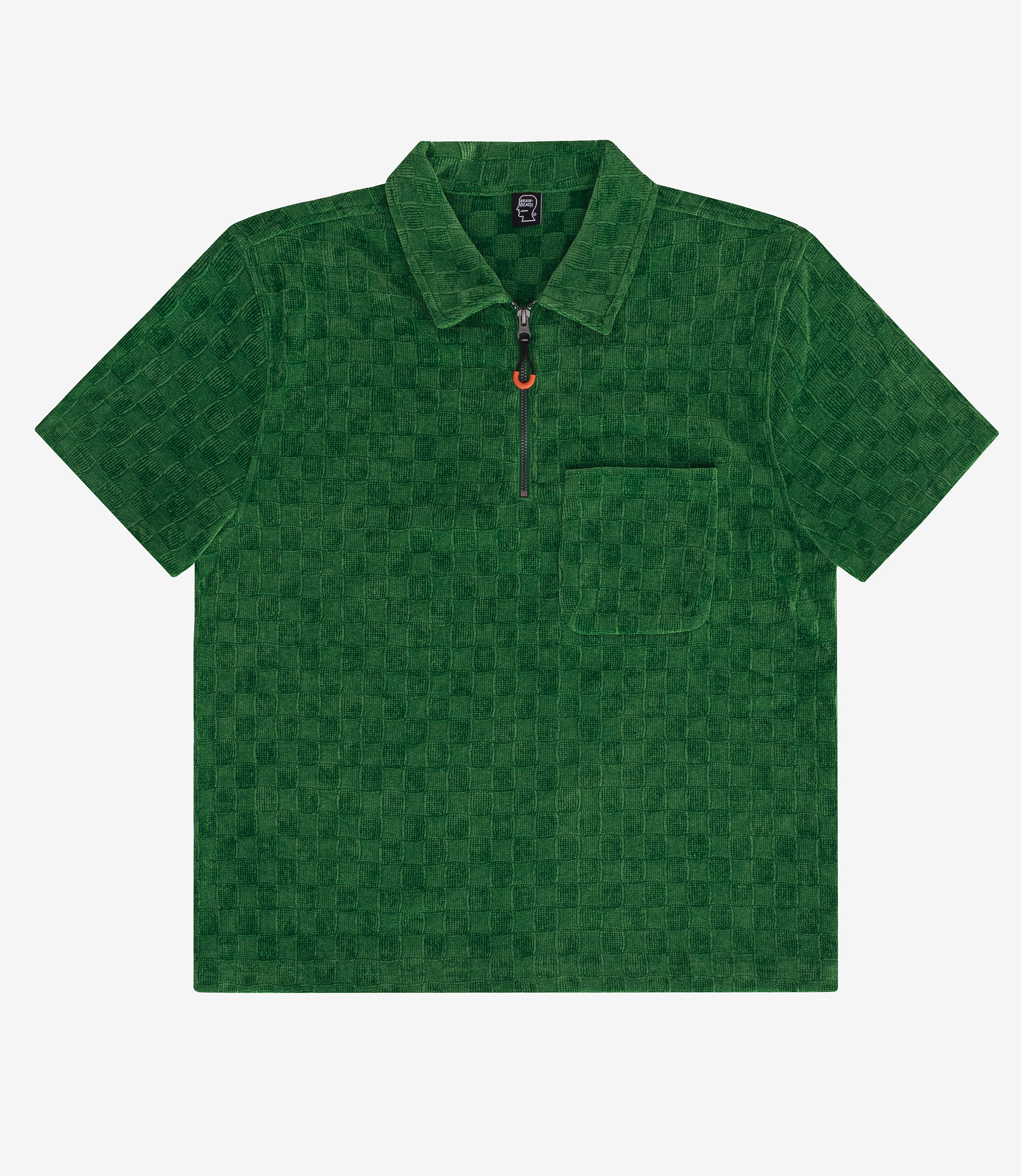 Shop Brain Dead Chenille Check Half Zip Shirt Green at itk online