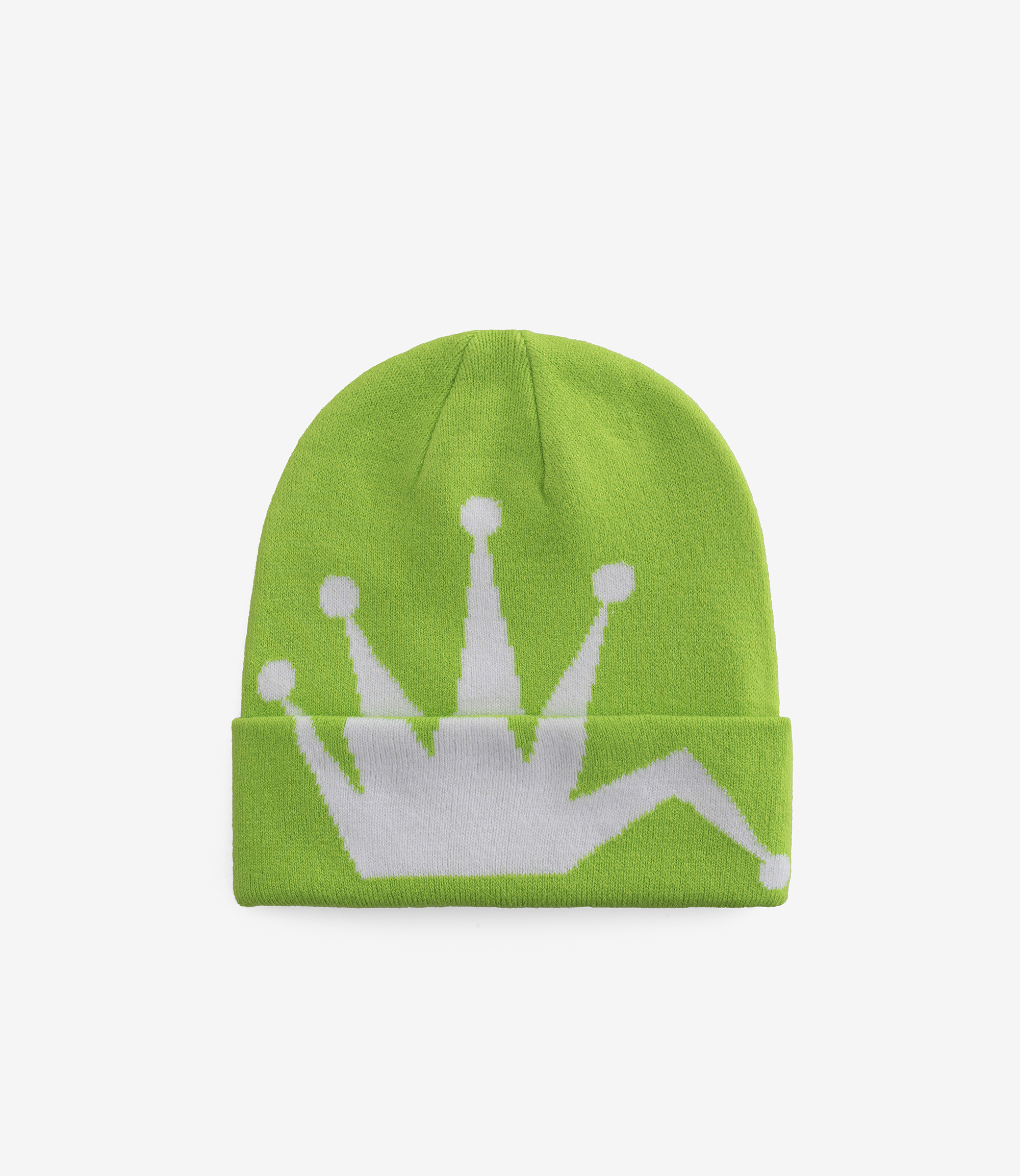 Shop Stussy Crown Jacquard Cuff Beanie Safety Green at itk Shop Stussy Crown Jacquard Cuff Beanie Safety Green at itk