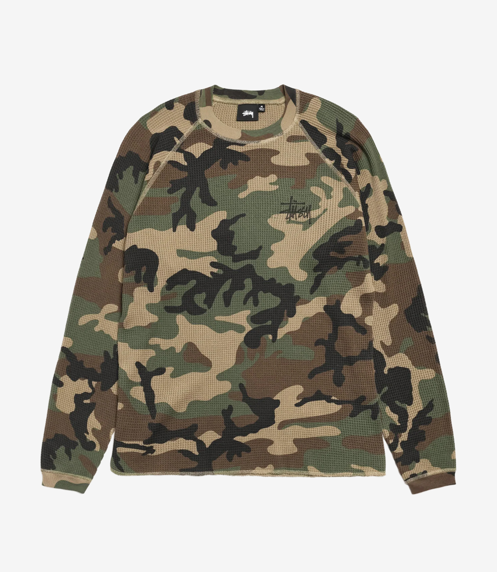Shop Stussy Raglan Thermal Basic Stock Woodland Camo at itk online