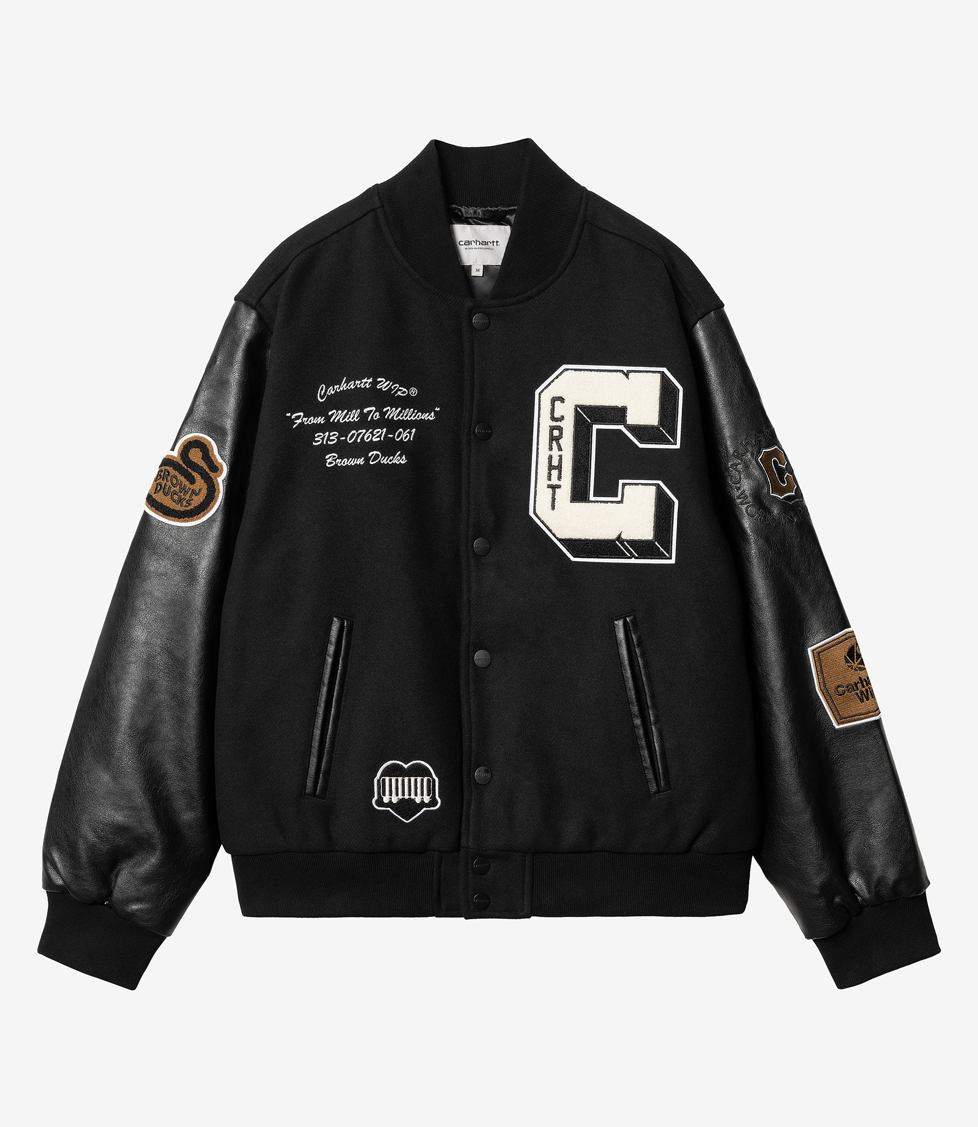 Shop Carhartt WIP Brown Ducks Bomber Black/Black at itk online store
