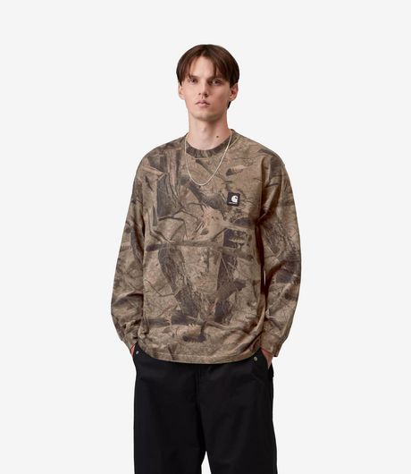 Carhartt WIP L/S Feather Tree T-Shirt Camo Feather Tree/Khaki Garment Dyed