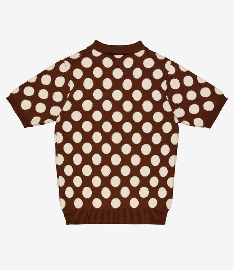 The Loose Company Polka Dot Zip-Up Polo Brown