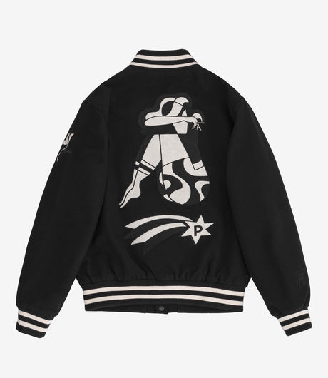 by Parra Cloudy Star Varsity Jacket Black