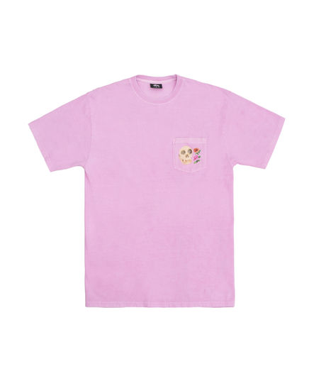 Stussy Calavera Pig. Dyed Pocket Tee Pink