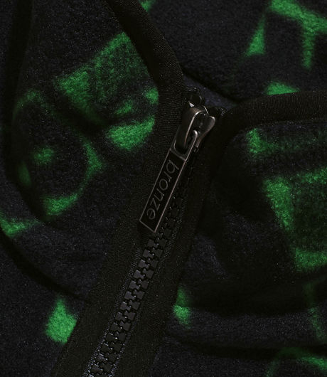 Bronze 56K Vertical Full Zip Fleece Jacket Black/Green