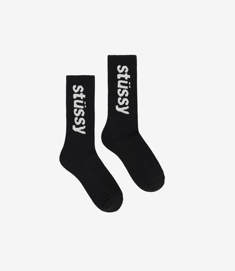 Stussy Helvetica Jacquard Crew Socks Black