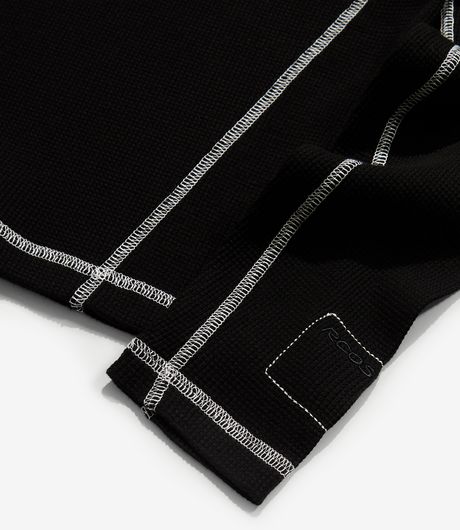 Reese Cooper Outdoor Supply Paneled Thermal Long Sleeve Waffle Knit Black
