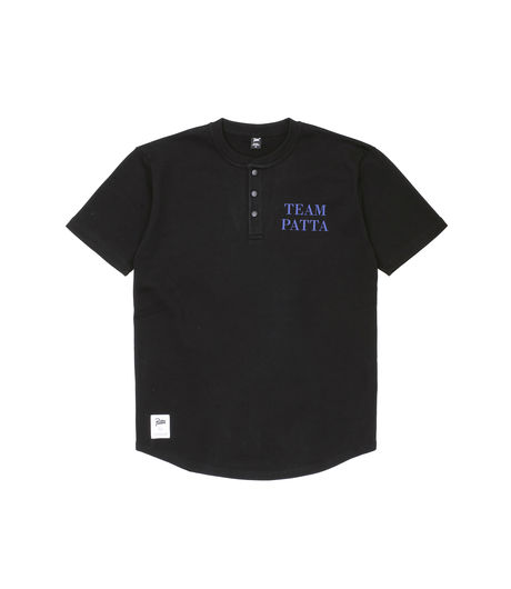 Patta Baseball Shortsleeve Henley Black