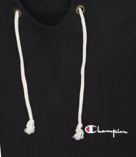 Champion Mini Script Logo Oversized Hooded Sweatshirt Black