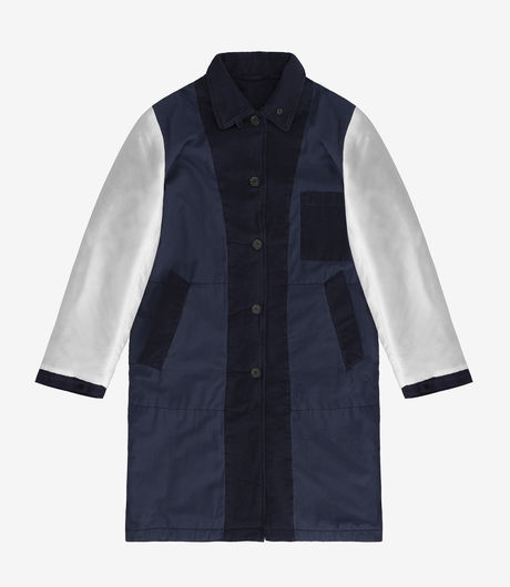 Universal Works Insulated Overcoat inside/Out Canvas Navy