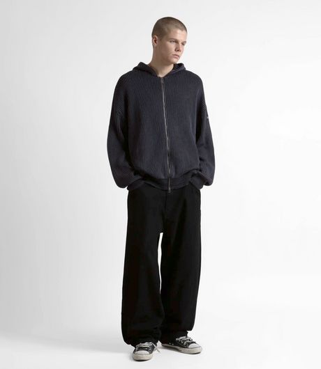 Wasted Paris Pusher Knit Zip Hoodie Black/Charcoal