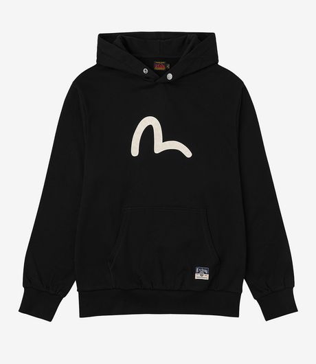 EVISU Seaguall Printed Hoodie Black