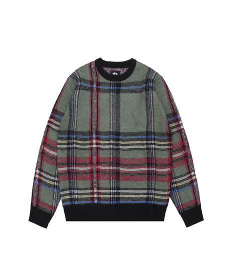 Stussy Plaid Mohair Sweater Green