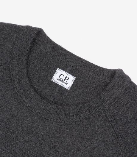C.P. Company Lambswool GRS Knitted Crewneck Lens Sweater Dark Shadow
