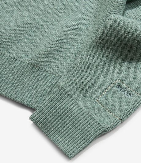 Reese Cooper Outdoor Supply Hooded Quarter Zip Sweater Merino Wool Knit Lichen