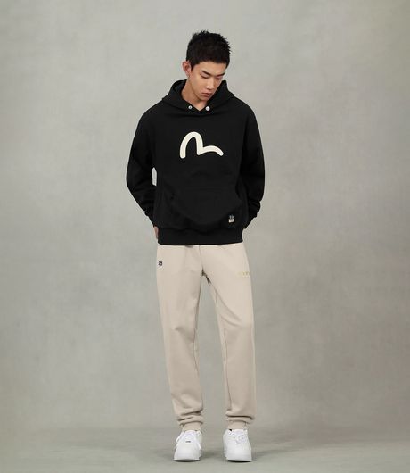 EVISU Seaguall Printed Hoodie Black