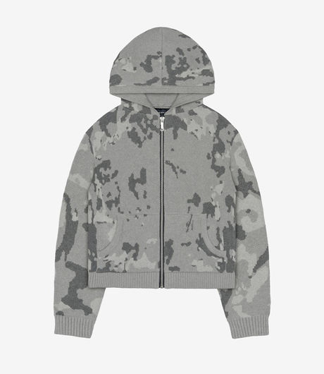 Racer Worldwide Camo Knit Hoodie Grey