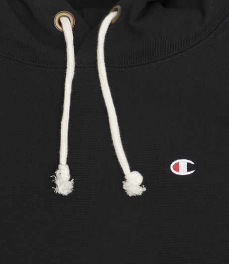 Champion Hooded Sweatshirt Chest Logo Black