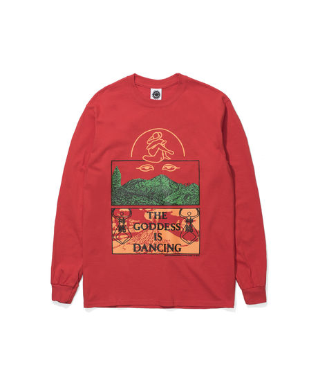 Good Morning Tapes The Goddess is Dancing LS Tee Red