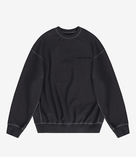 Awake NY Pigment Dyed Embroidered Crewneck Sweatshirt Black
