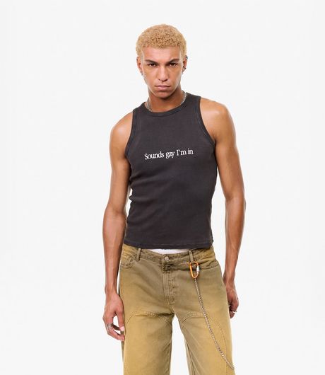 Carne Bollente Sounds Gay I'm Sleeveless T-Shirt Off Black