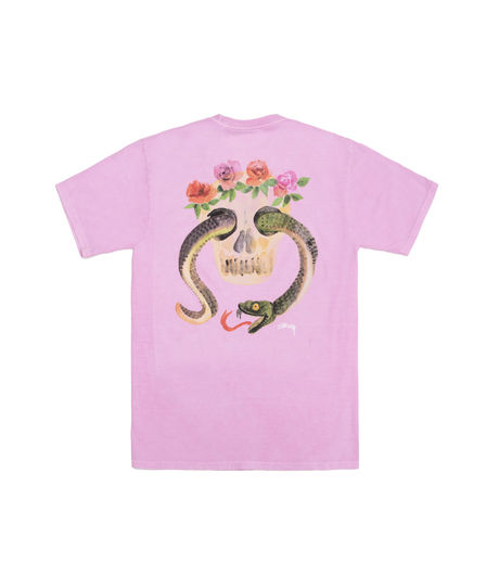 Stussy Calavera Pig. Dyed Pocket Tee Pink