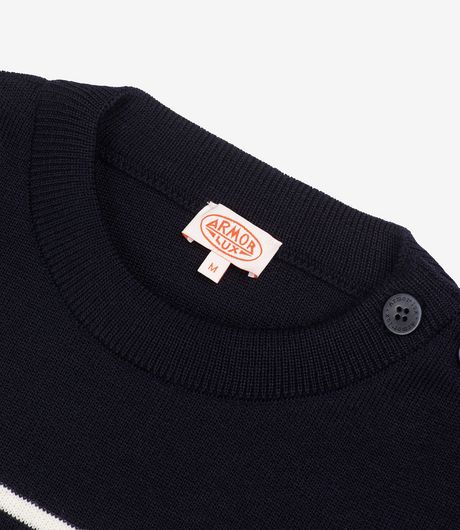Armor-Lux Striped Fisherman Jumper Molene Navy/White