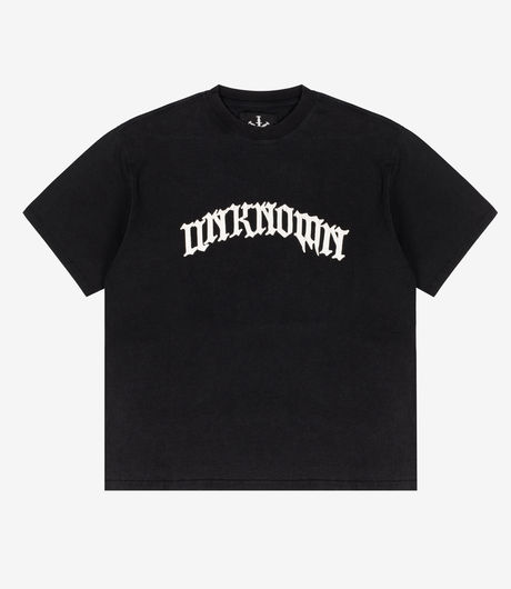 Unknown London Gothic Logo Tee Washed Black