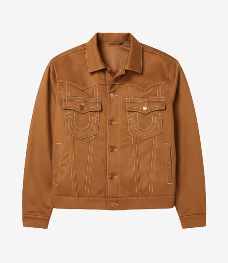 True Religion Ultrasuede Big T Oversized Jimmy Jacket Suede Brown