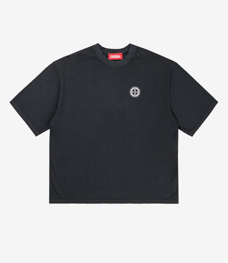 032c 'Machinery' Oversized Box-Cut T-Shirt Faded Black 