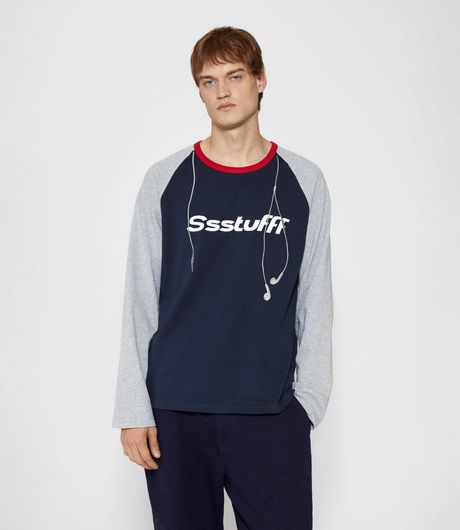 SSSTUFFF Headphones Cable Raglan LS Tee Black