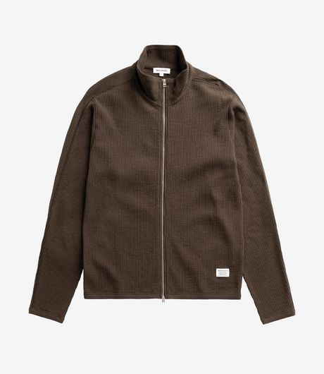Norse Projects Teno Cotton Hemp Military Rib Zip Cardigan Delicioso Brown