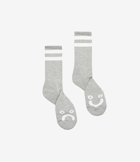 Polar Skate Co Happy Sad Rib Socks Heather Grey